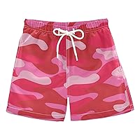 Pink Camouflage Boys Swim Trunks Swim Kids Swimwear Board Shorts Beach Pool Essentials