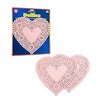 Hygloss Products Heart Paper Doilies – 8 Inch Pink Lace Doily for Decorations, Crafts, Parties, 18 Pack