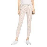 PAIGE Women's Hoxton High Waist Raw Hem Ankle Skinny Jeans in Blossom Pink Stripe