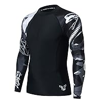 HUGE SPORTS Men's Swim Shirts Long Sleeve UPF 50+ Rash Guard Sun Shirts UV Sun Protection
