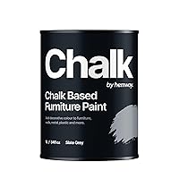 Hemway Slate Grey Chalk Based Furniture Paint Matt Finish Wall and Upcycle DIY Home Improvement 1L / 35oz Shabby Chic Vintage Chalky
