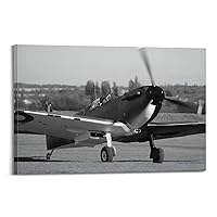 Black And White Propeller Fighter Art Poster Retro WWII Military Aircraft Bomber Canvas Art Print Aviation Plane Picture Large Aircraft Wall Decor Office Boy Bedroom Aircraft Decor Gift Wall Art Pain