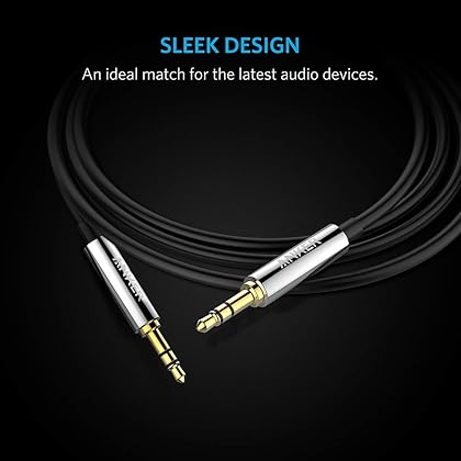 Anker 3.5mm Premium Auxiliary Audio Cable (4ft / 1.2m) AUX Cable for Headphones, iPods, iPhones, iPads, Home / Car Stereos and More (Black)