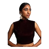 Women's Readymade Blouse For Sarees Indian Designer Velvet Bollywood Padded Stitched Crop Top Choli
