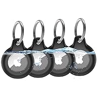 IPX8 Waterproof AirTag Holder Keychain Case, Apple Air Tag Accessories, Solid Full-Body Protection Anit-Sratch Clear Shell, Works with Keychain, Bags, Dog Collar, Luggage and More, 4 Pack