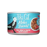 Tiki Cat Aloha Friends, Tuna, Shrimp & Pumpkin, Grain-Free & High Moisture, Wet Cat Food for All Life Stages 5.5 oz. Cans (Pack of 8)