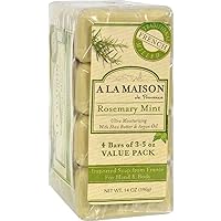 A LA MAISON BAR SOAP,RSMRY Mint,Value, 4 CT