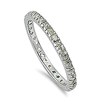 Blue Apple Co. 2mm Stackable Band Ring Round Simulated Cubic Zirconia 925 Sterling Silver