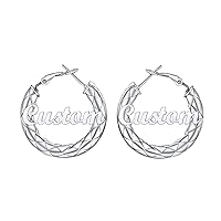 FindChic Stainless Steel Hoop Earrings Hollow Round/Crossover Patterned/Cube Tube Chunky Name Earrings Personalized for Women Girls 30mm/40mm/60mm/80mm Medium Oversized Hypoallergenic Thick Hoops Loop Earrings, with Gift Box