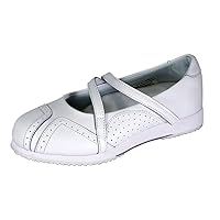 Janis Women's Wide Width Cushioned Leather Ballerina Flats