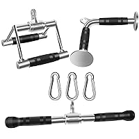 Cable Machine Attachment, Heavy Duty Solid Steel LAT Pulldown Attachments, Home Gym Accessories, Double D Handle, V-Shaped Bar, Pull Down Straight Bar