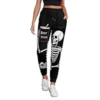 Skeleton Skull Beer Drink Women's Sweatpants Comfortable Lounge Pants Winter Joggers Athletic Pants with Pockets