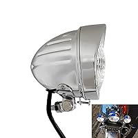 5.75 LED Motorcycle Headlights w/ Aluminum Visor Clear Lens 5 3/4 inch Bullet Vintage Head Light Lamp for Harley Sportster Dyna Softail Bobber Chopper Honda Yamaha Suzuki Kawasaki Custom Black 