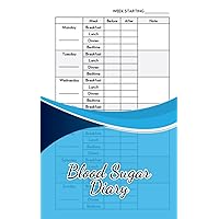 Blood Sugar Diary: Small Weekly Blood Sugar Log Book 5x8 Inches, 4 Time Before-After Tracking with Notes