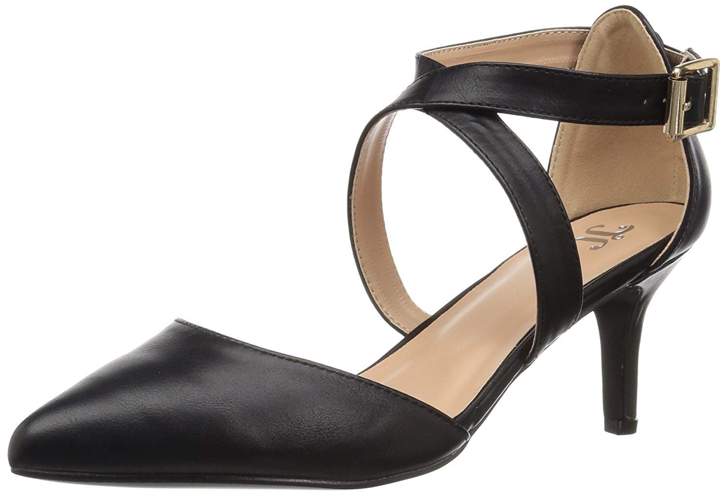 Brinley Co. Womens Matte Pointed Toe Ankle Strap D'Orsay Pump