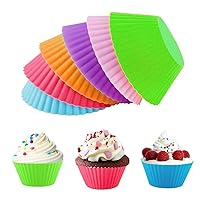 Silicone Baking Cups Silicone Cupcake Reusable Baking Cups Muffin Liners 12pcs Cupcake Wrappers Molds for Baking 6 Rainbow Colors Cake Molds Sets, Purple