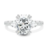 Shree Diamond 9 TCW Elongated Cushion Colorless Moissanite Engagement Ring for Women/Her, Wedding Bridal Ring Sterling Silver Solid Gold Diamond Solitaire 4-Prong Ring