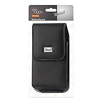 Reiko Vertical Leather Pouch with Megnetic and Metal Belt Clip (5.84X3.04X0.67inch) - Retail Packaging - Black (VP385B-583007BK)
