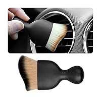Car Interior Detailing Brush, Clean Soft Bristle Scratch Free Automotive Dashboard Air Conditioner Vents Computer Removal Tool, Curved Dirt Dust Collectors, Universal for Cars（Brown/Black）