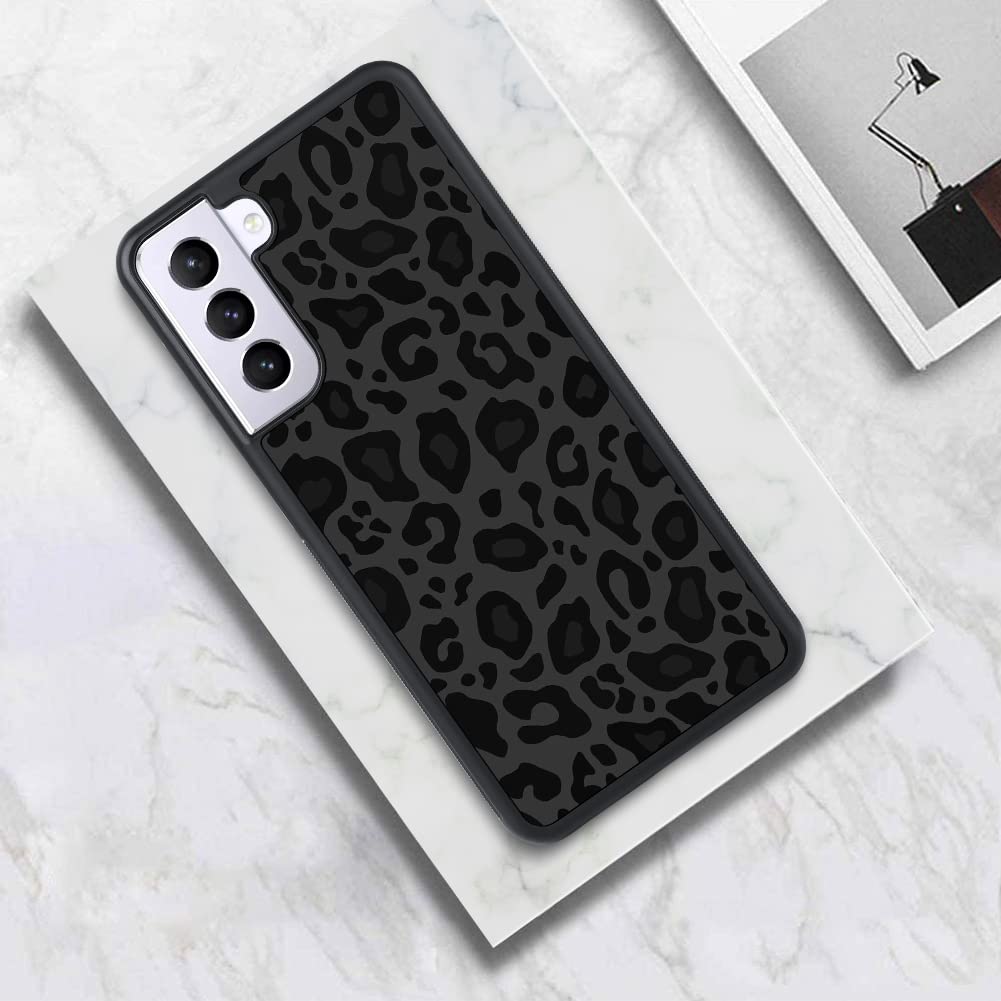 KANGHAR Case Compatible with Galaxy S22,Black Leopard Design,Tire Texture Non-Slip +Shockproof Rugged TPU Protective Case for Samsung Galaxy S22 6.1 Inch (2021) Leopard Pattern