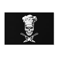 Monochrome Chef Skull Personalized Hanging Picture Frames Canvas Hanging Poster Wall Art Paintings Home Decors Artwork 11x17inch(28x43cm)