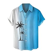 Hawaii Tshirt 5X Black Button up Shirt 6X Shirts for Men Big and Tall Casual Blouse top Summer Tops no Iron