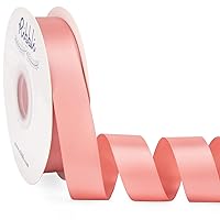 Ribbli Rose Gold Satin Ribbon Double Faced Satin 1 Inch x Continuous 50 Yards-Rose Gold Ribbon for Gift Wrapping Crafts Wedding Decoration Bows Bouquet Floral Arrangement