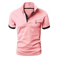 GLESTORE Polo Shirt, Men's Short-Sleeve T-Shirt, Giraffe Embroidery, Summer, Slim Fit, Golf, Sports
