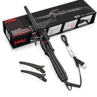 PRO Tapered Curling Wand with Short Clamp, 1-1/2 Inch Curling Iron One Barrel Multiple Size, 9 Temperature Settings for 280℉-400℉, Automatic Shut-Off