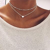 PENDANT HEART NECKLACE GOLD Dot Necklace Women Phase Heart Necklace (Silver)