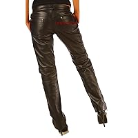 Full Grain Skinny Leather Pants Women's Jeans Trousers WJR