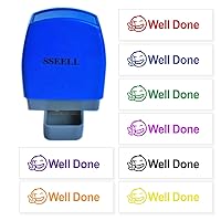 Well Done Reward Stamp Self Inking for School Student Teacher Homework Feedback Stamp Rubber Flash Stamp Self-Inking Pre-Inked RE-inkable School Stationary - Red Ink Color