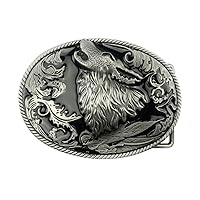 DT Vintage 3D Wild Wolf Howling, Punk Wolf Leaf Western Cowboy Belt Buckle,Gift for Men Women on Birthday or Christmas Day