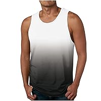 Summer Tank Tops for Men Gradient Sleeveless Workout Shirts Scoop Neckline Gym Tanks 3D Print Muscle T-Shirt Top Mens Summer Tops Casual Stylish Camisa Para Hombre