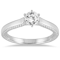 AGS Certified 1 Carat Diamond Cathedral Ring in 14K White Gold (H-I Color, I1-I2 Clarity)