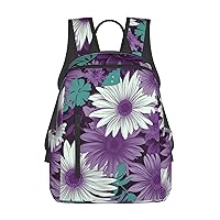 Laptop Backpack 14.7 Inch with Compartment purple white Floral Laptop Bag Lightweight Casual Daypack for Travel