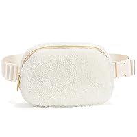 Fleece Belt Bag Sherpa Crossbody Bags for Women Fanny Pack Bum Hip Waist Bags Adjustable Standard Strap White