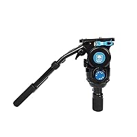 Video Fluid Head with Flat Base and Adjustable Handle, Quick Release Plate, 75mm Half-Bowl Quick-Release Handle, Load up to 33.1Ibs, Fluid Head for Video Cameras, DSLR Cameras