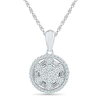 DGOLD FLOWER OF LOVE COLLECTION 10KT White Gold White Round Diamond Fashion Pendant (0.50 Cttw)