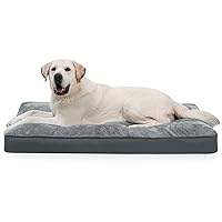Dog Crate Bed Waterproof Deluxe Plush Dog Beds with Removable Washable Cover Anti-Slip Bottom Pet Sleeping Mattress for Large, Medium, Jumbo, Small Dogs, 41 x 27 inch, Gray