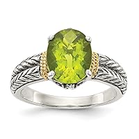Shey Couture 925 Sterling Silver With 14k Peridot Ring Jewelry Gifts for Women - Ring Size Options: 6 7 8