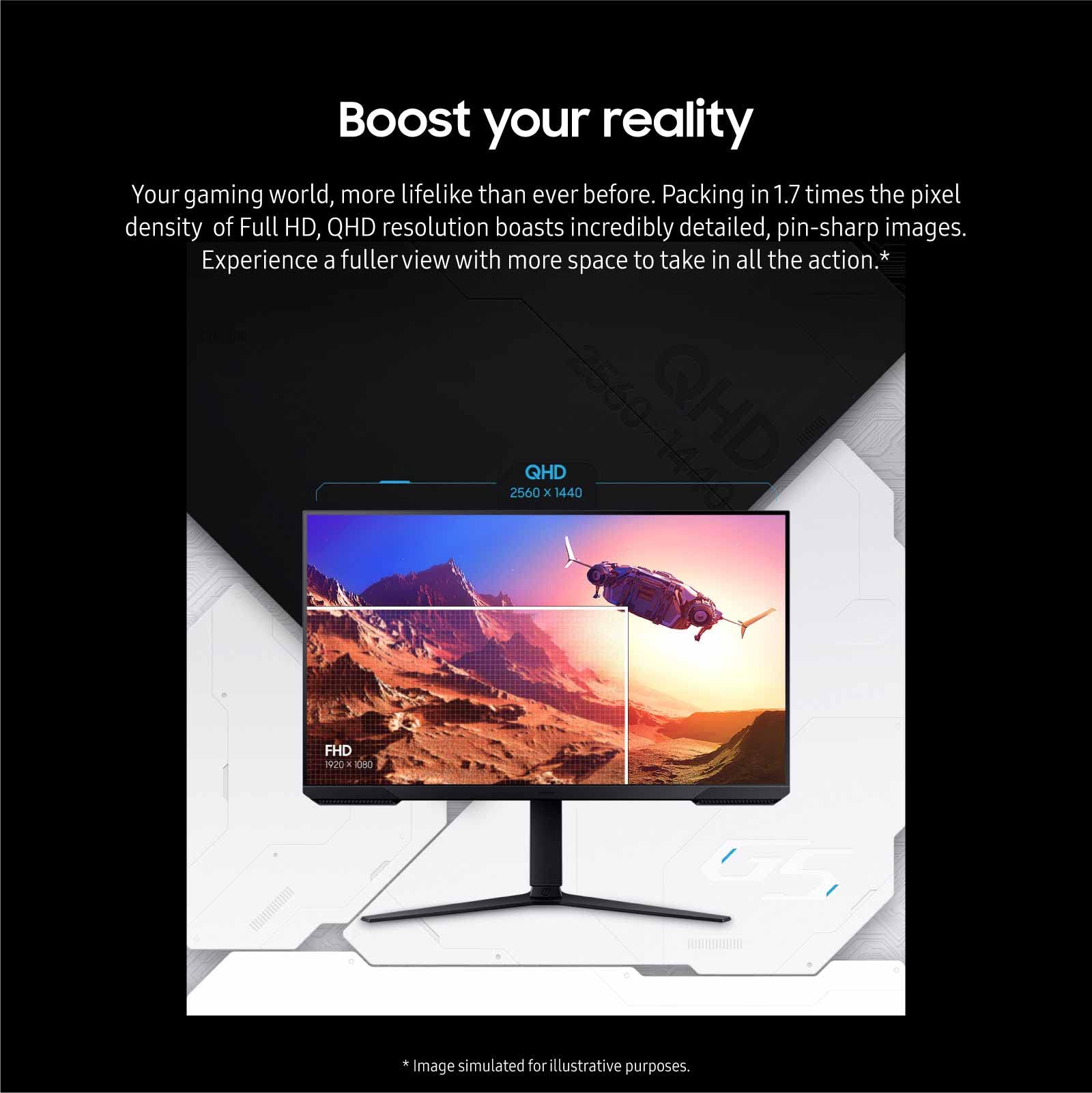 SAMSUNG 27-Inch Odyssey G51C Series QHD Gaming Monitor, 165Hz, 1ms, VESA Display HDR10, AMD FreeSync Premium, Black Equalizer, Virtual Aim Point, LS27CG512ENXZA, 2023