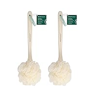 EcoTools EcoPouf Bath Brush, Loofah Brush for Bath & Shower, Made with Long Handle & Recycled, Soft Netting for Gentle Exfoliation, Back Brush for Men & Women, Eco-Friendly & Cruelty-Free, 2 Count