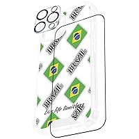 Custom Case for iPhone 15, 14, 13, Pro, Plus, Pro Max, Personalized Text, Name, Stylish Cover with Screen and Camera Lens Protector, Flag Patterns (Text on Bottom)