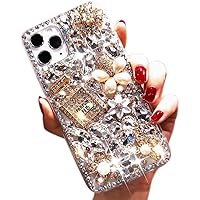 iPhone 14 Pro Max Bling Glitter Case,Luxury Bling Diamond Rhinestone Gemstone 3D Perfume Bottle and Flower Gemstone Soft TPU Back Cover Case for Women Girls with iPhone 14 Pro Max 6.7