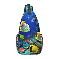 Tropical Ocean Sea Fish Crossbody Sling Backpack Sling Bag for Women Hiking Daypack Chest Bag Shoulder Bag