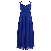 YiZYiF Big Girls Junior Long Chiffon Bridesmaid Dresses Maxi Lace Party Wedding Prom Evening Gowns