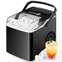 Silonn Countertop Ice Maker, 9 Cubes Ready in 6 Mins, 26lbs in 24Hrs, Portable Ice Machine with Self-Cleaning, 2 Sizes of Bullet Ice for Home/Kitchen/Party/RV, Black
