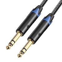 1/4 Inch TRS Instrument Cable 3Ft,BELIPRO 6.35mm TRS to 6.35mm TRS Stereo Audio Cable Male to Male Right-Angle-to-Straight for Electric Guitar Keyboard,Mixer,Amplifier,Speaker,Equalizer.… Bass 