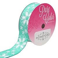 Homeford Glitter Daisy Printed Grosgrain Ribbon, 7/8-Inch, 4-Yard (Tiara Blue)